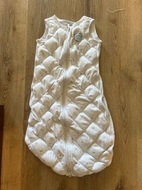 Quilted White Baby Sleep Sack with Subtle Star Detail